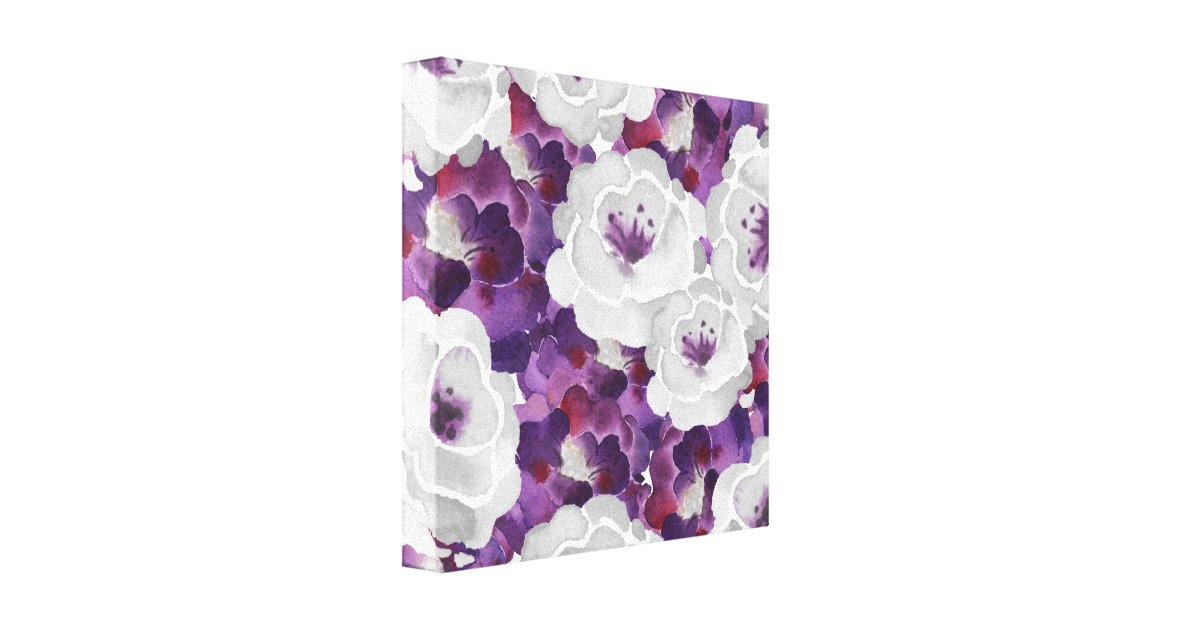 purple gray floral watercolor canvas wall art zazzle com create save the date cards
