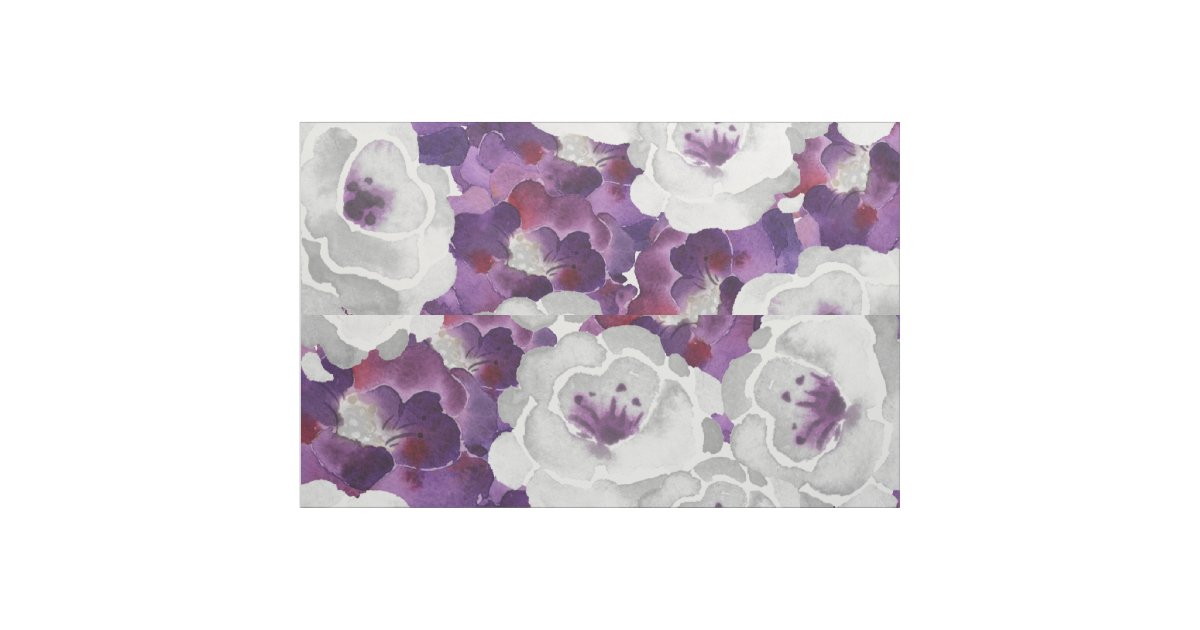 Purple Gray Floral Watercolor design fabric | Zazzle