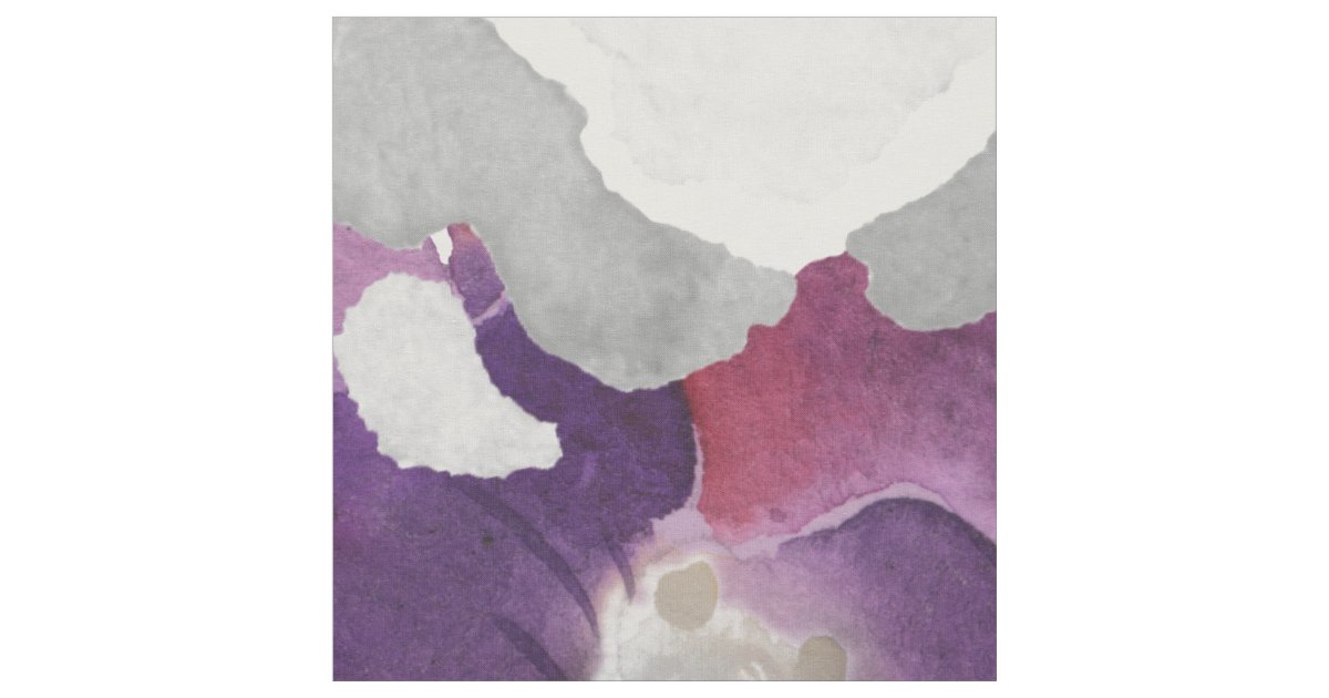 Purple Gray Floral Watercolor design fabric Zazzle