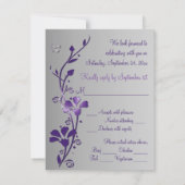 Purple, Gray Floral with Butterflies RSVP Card 2 (Back)