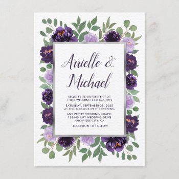 Purple Gray Garden Green Plum Wedding Invitations by RusticWeddings at Zazzle