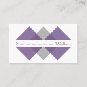Purple Gray Geometric Triad Place Card