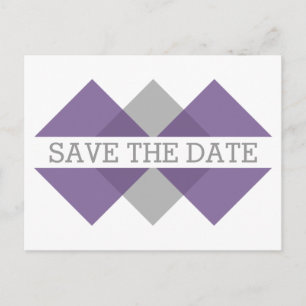 Purple Gray Geometric Triad Save the Date Postcard