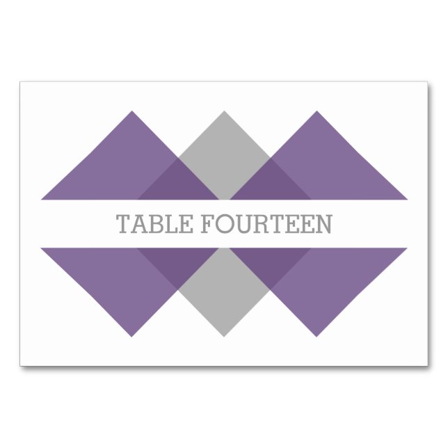 Purple Gray Geometric Triad Table Card (Front)
