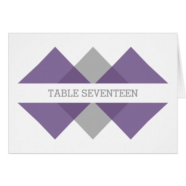 Purple Gray Geometric Triad Table Number Card (Front Horizontal)