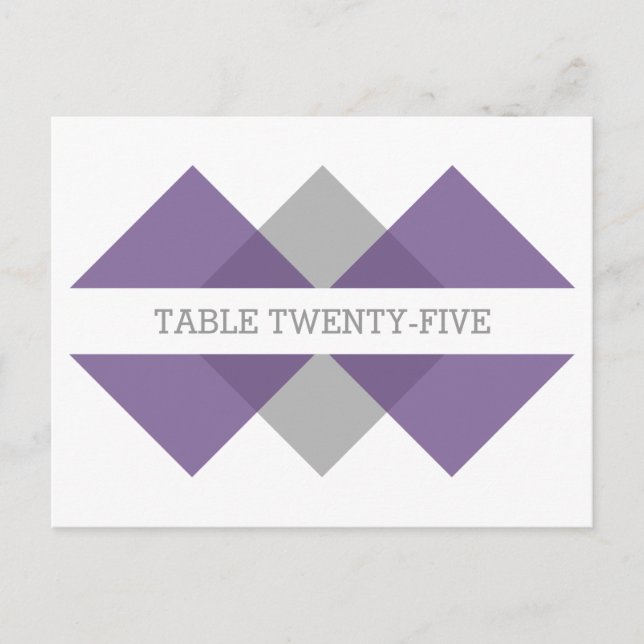 Purple Gray Geometric Triad Table Number Postcard (Front)