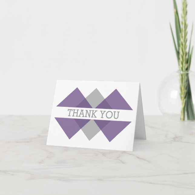 Purple Gray Geometric Triad Thank You Card (Front)