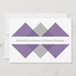 Purple Gray Geometric Triad Wedding Invite