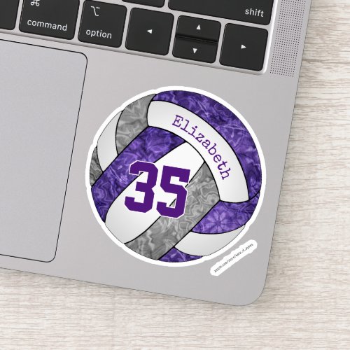 purple gray girls volleyball player name number sticker