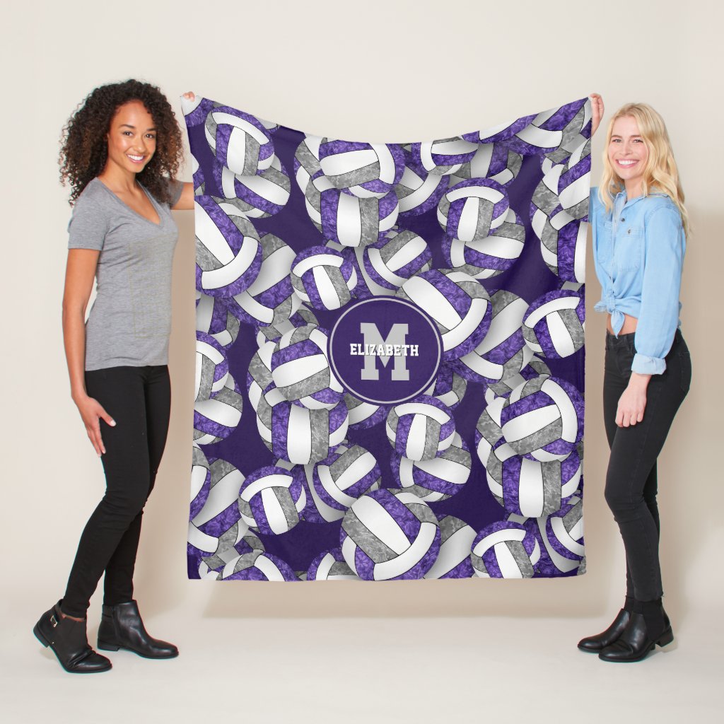 purple gray girls volleyball team colors blanket