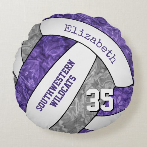 purple gray girls volleyball team colors gifts round pillow