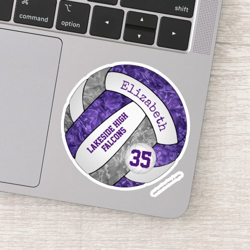 purple gray girls volleyball w school mascot name sticker