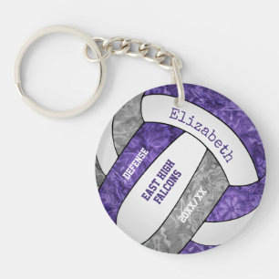 purple gray girly sports custom volleyball keychain