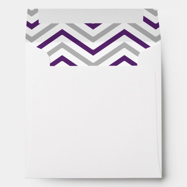 Purple Gray Grey Chevron Lined Envelope (Back (Bottom))
