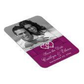 Purple, Gray Hearts Save the Date Photo Magnet (Right Side)