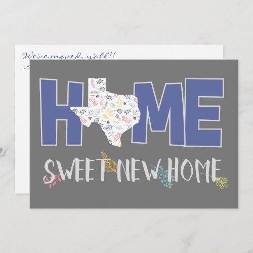 Purple  Gray Home Sweet New Home _ Texas Announcement