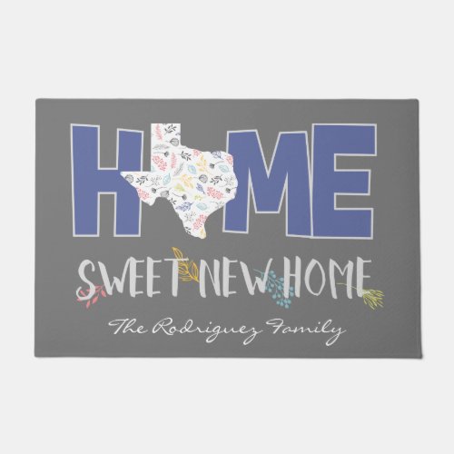 Purple  Gray Home Sweet New Home _ Texas Doormat