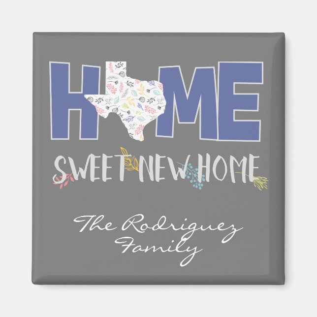 Purple & Gray Home, Sweet New Home - Texas Magnet (Front)