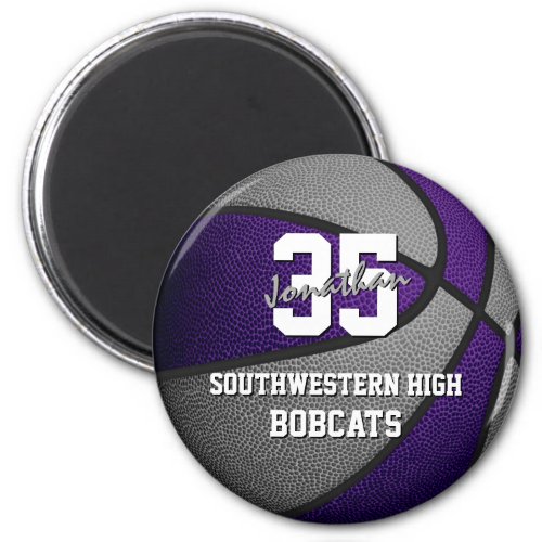 purple gray kids sports gifts basketball team name magnet