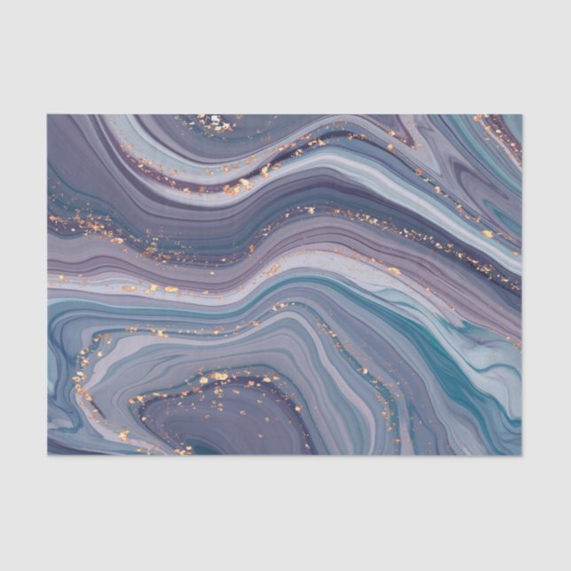 Purple & Gray Liquid Marble  Tissue Paper (Front)