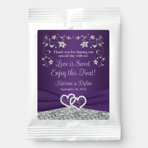 Purple Gray Love Hearts Wedding Hot Chocolate Drink Mix