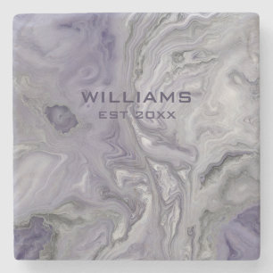 Purple Gray Marble Texture Personalized Stone Coaster