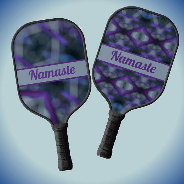 Purple Gray Medley Boho Chic with Name Pickleball Paddle (Creator Uploaded)