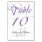 Purple Gray Monogram Wedding Table Number Card