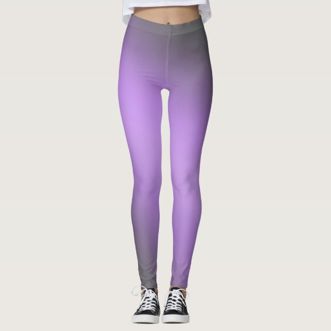 Purple gray moonlight ombre effect  leggings (Front)