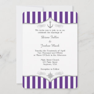 Purple Gray Nautical Wedding Invitation