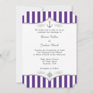 Purple Gray Nautical Wedding Invitation