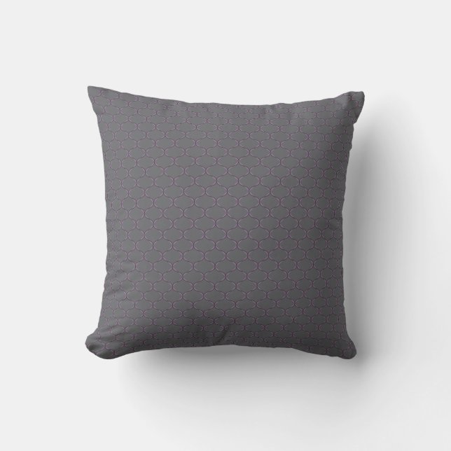 Purple & Gray Ogee Throw Pillow  (Front)