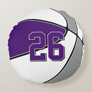 purple gray or ANY team colors kids basketball Round Pillow