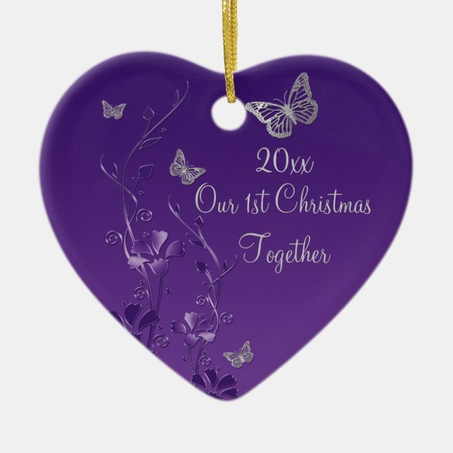 Purple, Gray Our 1st Christmas Keepsake Ornament (Front)