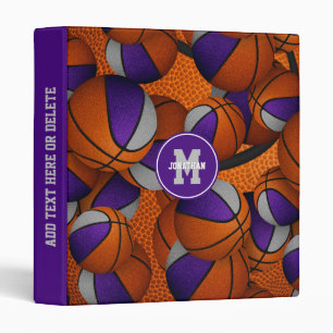 purple gray school club basketball team colors 3 ring binder