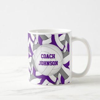 purple gray school colors volleyball coach gift coffee mug