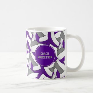 purple gray school colors volleyball coach gift coffee mug