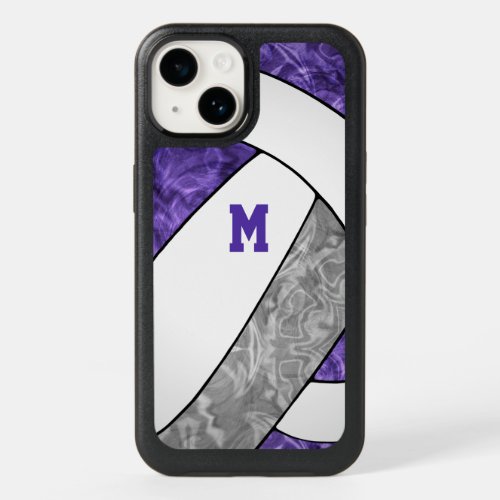 purple gray school volleyball team colors girly OtterBox iPhone 14 case