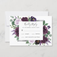 Purple Gray Silver Watercolor Peony Fall Wedding