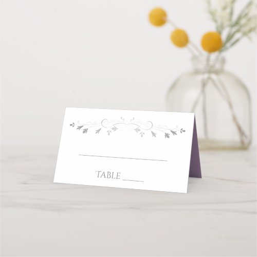 Purple  Gray Simple Elegant Wedding Place Cards