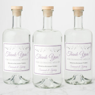 Purple & Gray Simple Elegant Wedding Thank You Liquor Bottle Label
