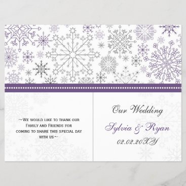 purple gray snowflake bi fold Wedding program
