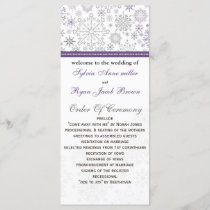 purple gray snowflake mod winter Wedding program