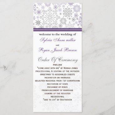 purple gray snowflake mod winter Wedding program