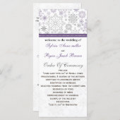 purple gray snowflake mod winter Wedding program (Front/Back)