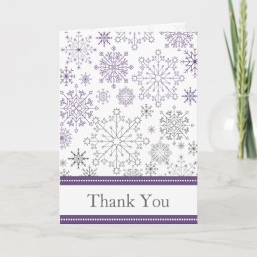 purple gray snowflake mod winter wedding Thank You