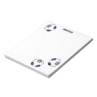 purple gray soccer balls accent personalized  notepad