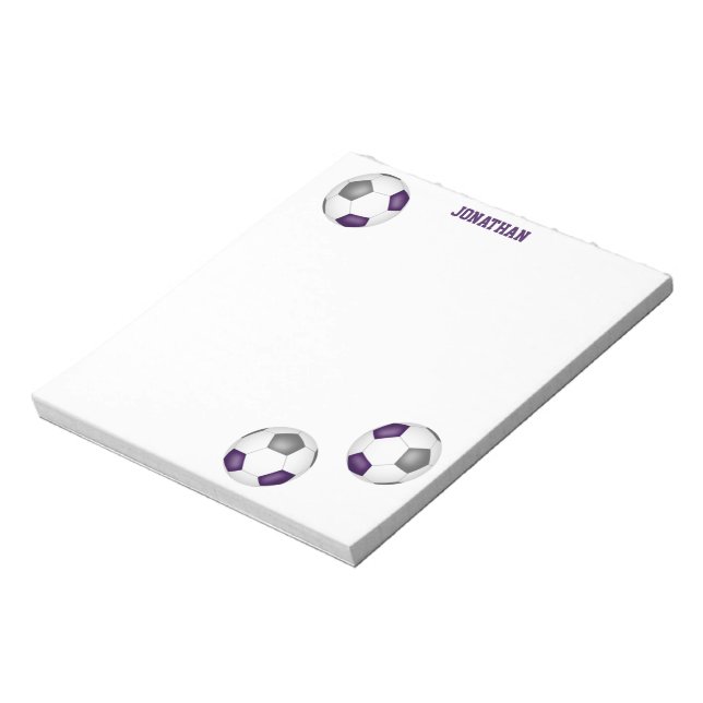 purple gray soccer balls accent personalized  notepad (Rotated)