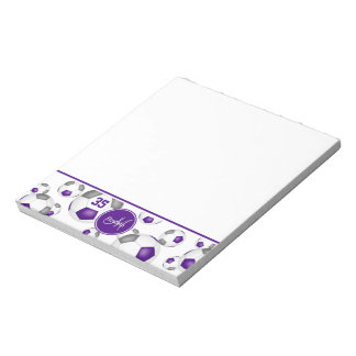purple gray soccer balls pattern accent  notepad