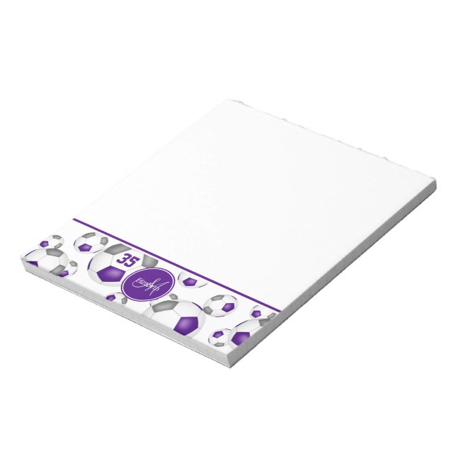 purple gray soccer balls pattern accent  notepad (Rotated)